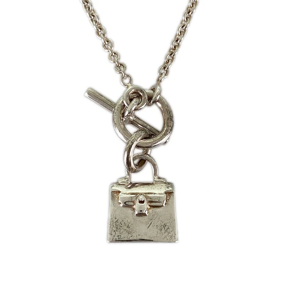 HERMES Amulettes Kelly Silver Necklace